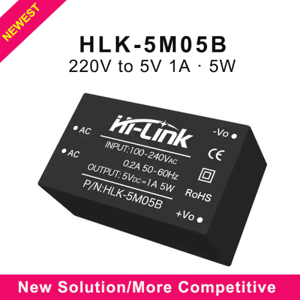 New solution HLK-5M05B compatible with HLK-5M05 AC to DC 5v 5w Step Down mini Power Supply Module Converter Intelligent household switch power module