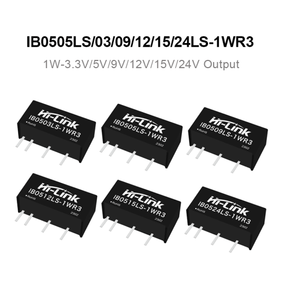 IB0505LS/IB0503LS/IB0512LS/IB0515LS/IB0524LS-1WR3 5V to 5V/3.3V/12V/15V/24V 1W DC to DC power module