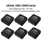 URA4805YMD-12WR3 URA4812YMD/ URA4824YMD DC-DC isolated stablized dual output 48V to 5V/12V/15V/24V power converter module