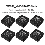 VRB2405YMD-15WR3 VRB2412YMD/ VRB2415YMD/VRB2424YMD DC-DC isolated dual output 24V to 5v/12v/15v/24v power converter module