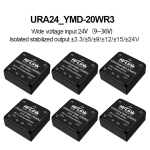 URA2405YMD-20WR3 URA2412YMD/URA2415YMD/URA2424YMD DCDC power module 24V to 3.3/5/9/12/15/24V isolated dual output