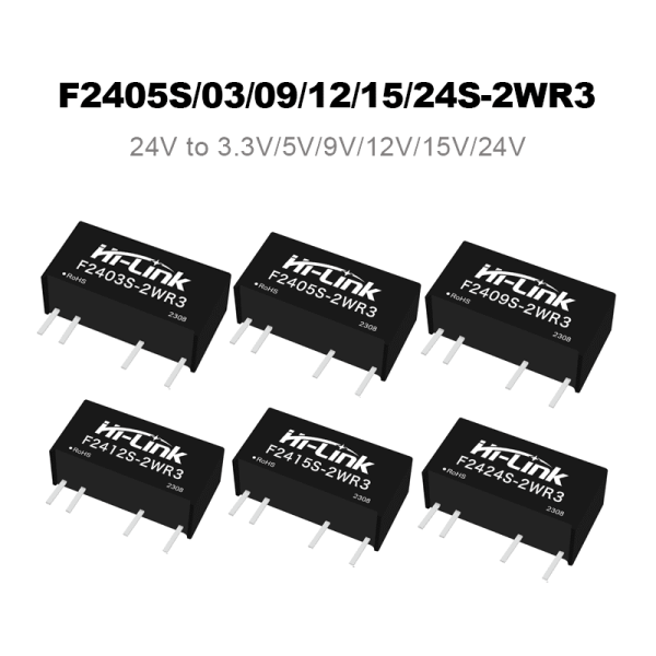 F2405S-2WR3/F2403S/F2412S/F2415S/F2424S-2WR3 DC to DC 24V to 3.3V/5V/9V/12V/15V/24V 2W power module/converter