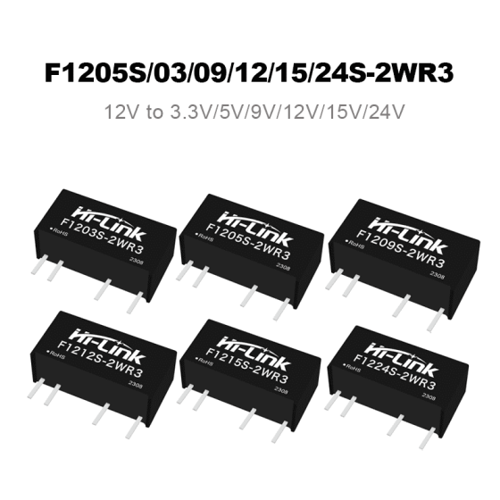 F1205S-2WR3/F1203S/F1212S/F1215S/F1224S-2WR3 DC to DC 12V to 3.3V/5V/9V/12V/15V/24V 2W power module/converter