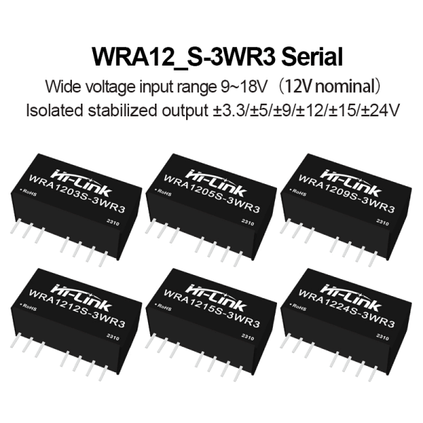 WRA1205S-3WR3 isolated power module WRA1203/2409/WRA1212/WRA122424S-3W dual output Power Converter