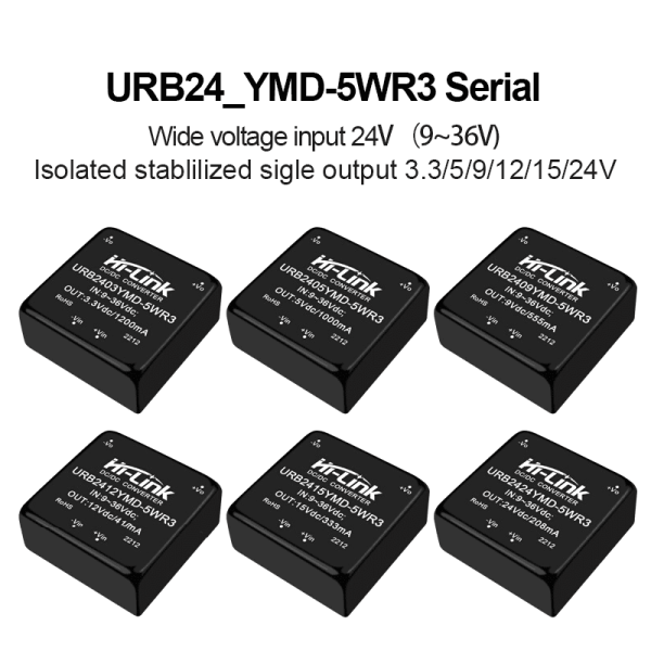 Hi-link URB2405YMD-5WR3 Isolation Power Module URB2403/URB2409/URB2412/URB2415/URB2424YMD-5WR3 Power Converter