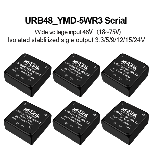 Hi-link URB4805YMD-5WR3 Isolation Power Module URB4803/URB4809/URB4812/URB4815/URB4824YMD-5WR3 Power Converter
