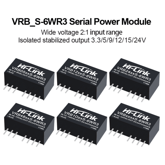 VRB0505S-6WR3,VRB1205S-6WR3,VRB2405S-6WR3,VRB4805S-6WR3 DC-DC 5V/12V/24V/48V to 5V/12V//15V24V isolated power module