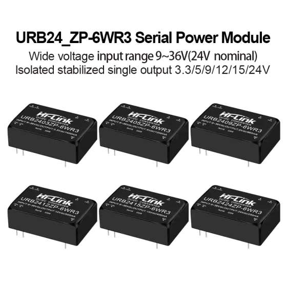URB2405ZP-6WR3/URB2409ZP/URB2412ZP/URB2415ZP/URB2424ZP 24V to 3.3V/5V/9V/12V/15V/24V 6W DC to DC Isolation Voltage Power Converter Module