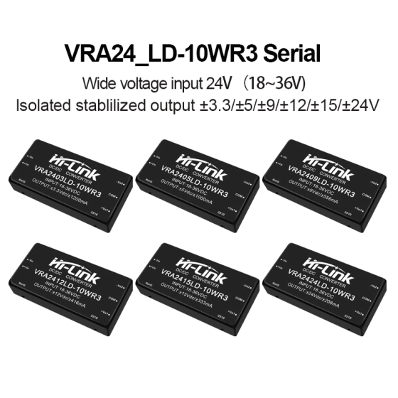 VRA2412LD-10WR3 DCDC VRA2405LD/VRA2415LD/VRA2424LD isolated power module 24 to 3.3/5/9/15/24V stabilized output power converter