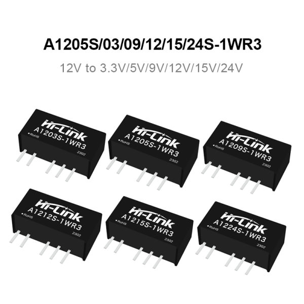 A1205S-1WR3/A1212S/A1215S/A1224S-1WR3 Dual output 12V to 3.3V/5V/9V/12V/15V/24V 1W DC to DC power module/converter
