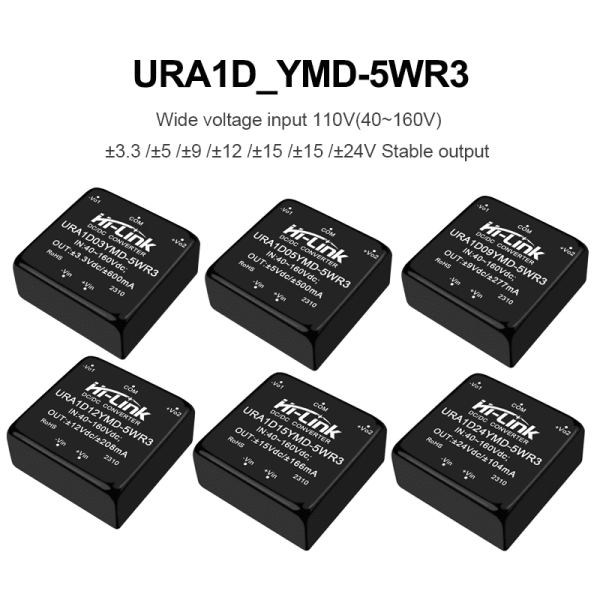 URA1D05YMD-5WR3 dc dc step down power converter module URA1D03/09/12/15/24YMD-5W stabilized dual output