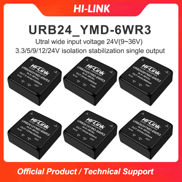 URB2405/URB2412/URB2424YMD-6WR3 DC-DC isolated voltage stabilization power module 24V to 5V/12V/24V single output power converter