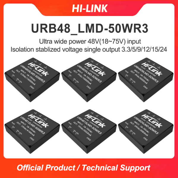 URB4805LMD-50WR3 URB4812/URB4815/URB4824LMD-50WR3 DC-DC isolated Stable voltage output short circuit protection power converter module