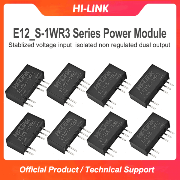 E1205S-1WR3 E1209/E1212/E1215/E1224S-1WR3 DC-DC isolated non stabilized dual output power converter module with short-circuit protection