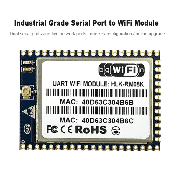 MT7688K low-cost embedded UART-ETH-WIFI module 5*network ports 2*serial ports communication WIFI module HLK-RM08K pin package