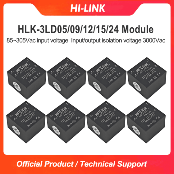85~305Vac Input AC/DC 3W 5V/9V/12V/15V/24V Step Down Mini Power Supply Converter Switch Power Module HLK-3LD05/3LD12/3LD24