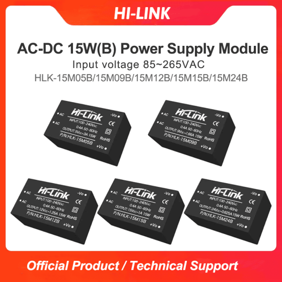 AC to DC 15W 5V/9V/12V/15V/24V step down mini power switch supply power converter module HLK-15M05B/15M12B/15M15B/15M24B