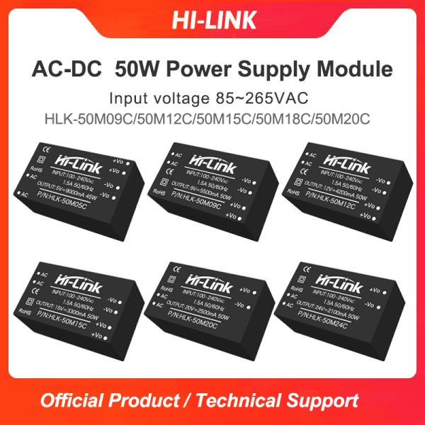 AC/DC HLK50M12C/50M15C/50M24C 220V to 5V/9V/12V/15V/18V/20V/24V 50W Step Down Mini Power Supply Module Converter Power Module